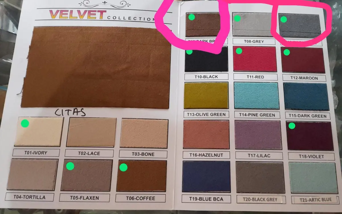 Katalog warna Velvet Canape Shop